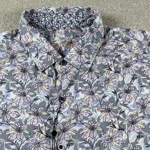 Robert Graham Silverman Classic Fit Floral Short Sleeve Linen Blend Shirt Medium